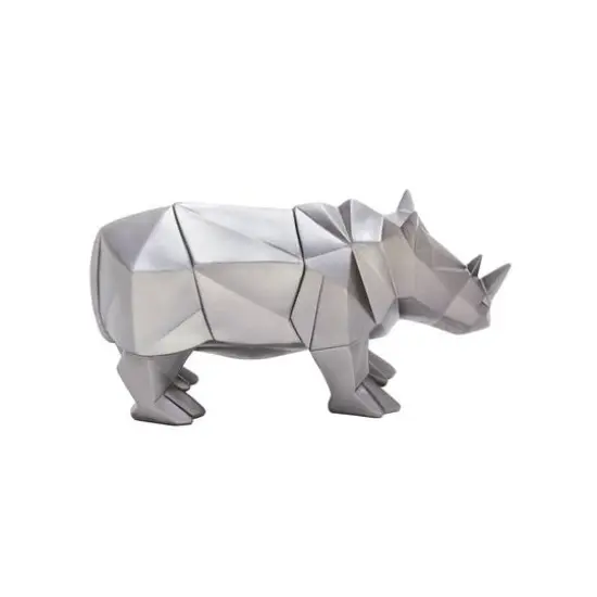 CosmoLiving by Cosmopolitan 10" Silver Polystone Rhino Sculpture {3}