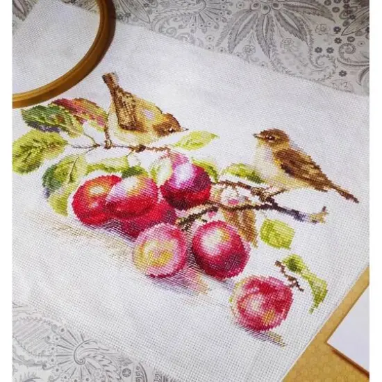 Alisa Warblers & Plums Cross Stitch Kit {3}