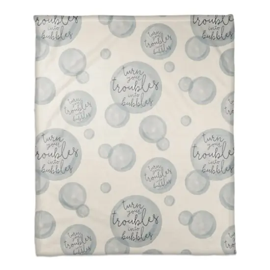 Turn Your Troubles Into Bubbles Coral Fleece Blanket White {1}