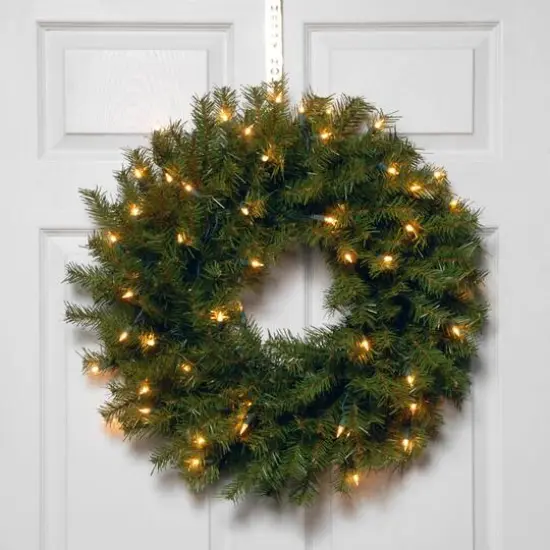 24" Norwood Fir Wreath With Warm White LED Lights {5}