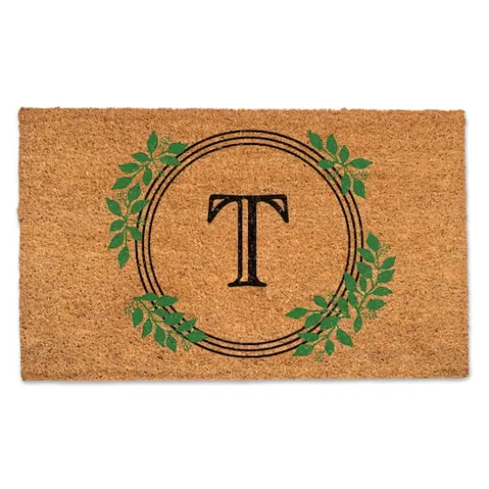 Laurel Circle Monogram Door Mat T {1}