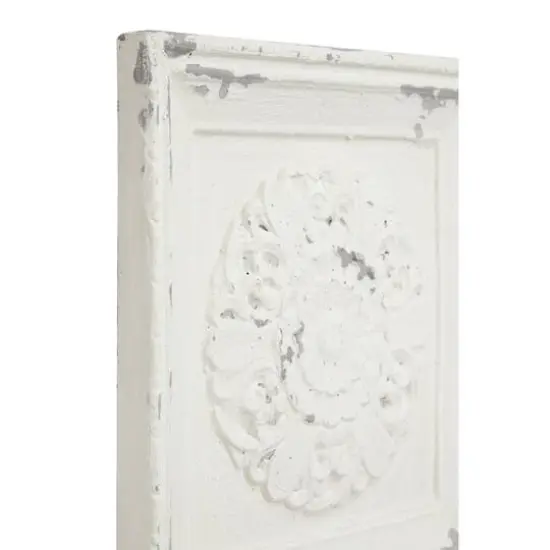 Set of 4 White Fiberglass Vintage Floral Wall Decor, 19" x 19" {8}