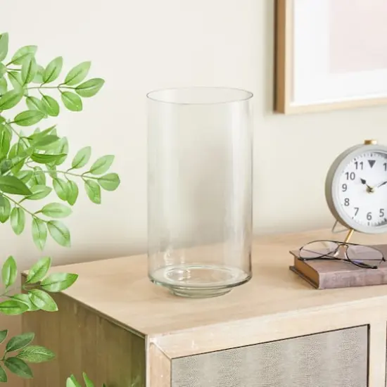 12" Clear Glass Wide Minimalistic Glass Vase {3}