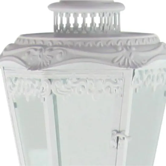 White Iron Vintage Candle Holder Lantern, 66" x 17" x 17" {5}