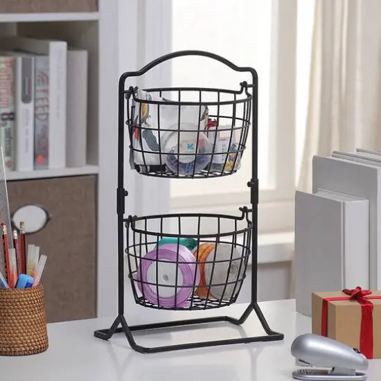 SunnyPoint 2 Tier Olive Countertop Fruit Basket {4}