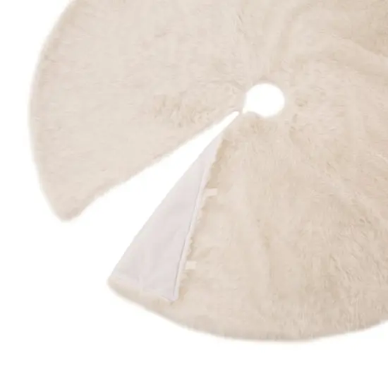 Glitzhome&reg; 48" White Plush Christmas Tree Skirt {4}