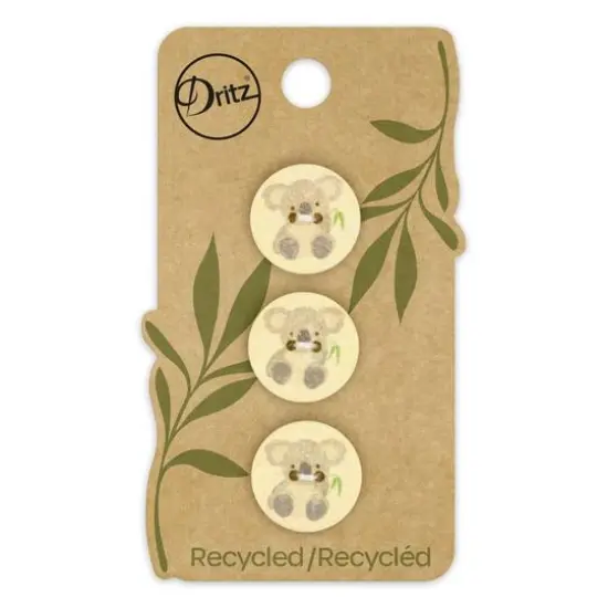 Dritz&reg; 18mm Recycled Cotton Koala Button, 9ct. Yellow {2}