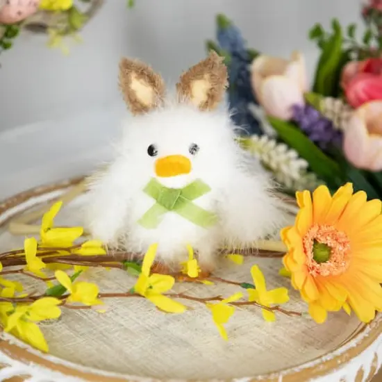 5.5" White Easter Duck Accent with Bunny Ears {3}