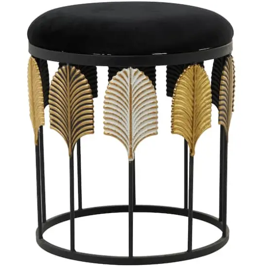 19" Black Metal Contemporary Stool {5}