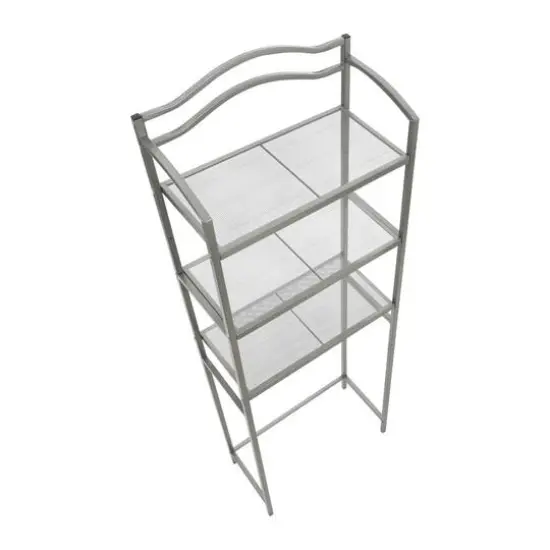 Household Essentials 3-Tier Metal Over the Toilet Shelf Silver {7}