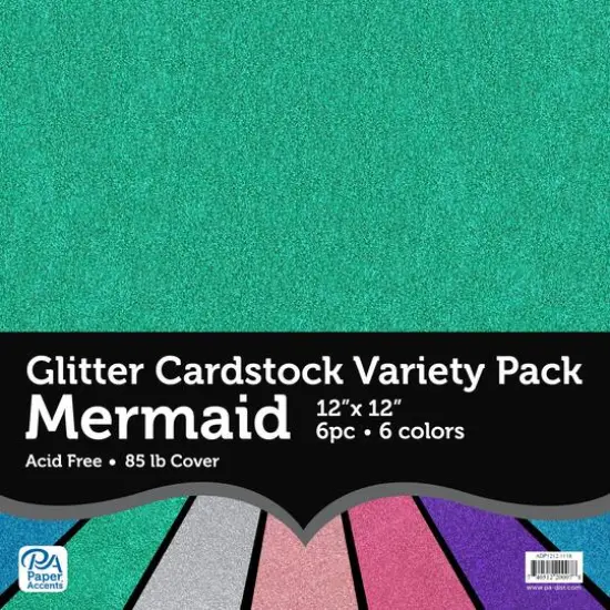 PA Paper&trade; Accents Variety Mermaid 12" x 12" 85lb. Cardstock, 6 Sheets {1}