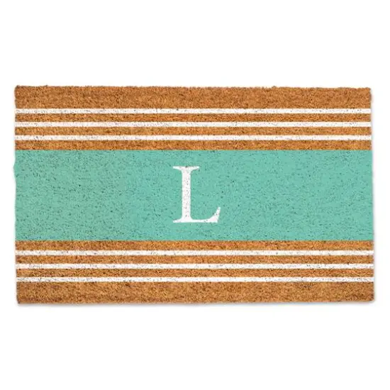 Teal Monogram Stripe Doormat L {1}