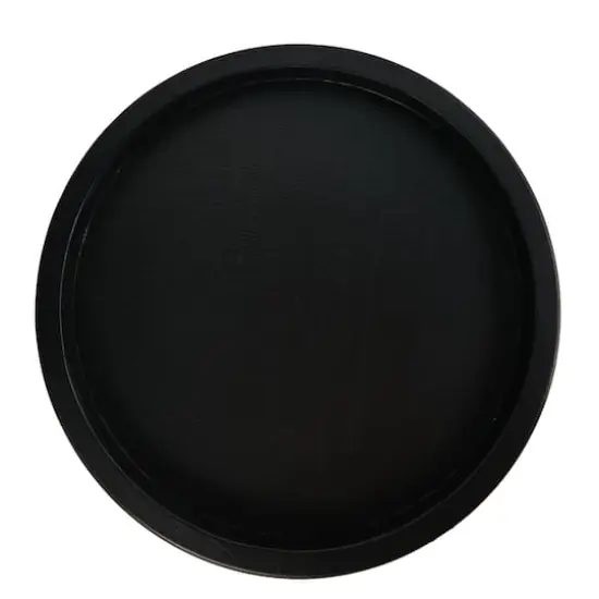 Hello Honey&reg; 16" Decorative Round Wood Tray with Hobnail Edge Black {5}