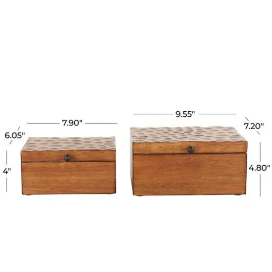 Brown Textured Concave Honeycomb Storage Box Set {10}
