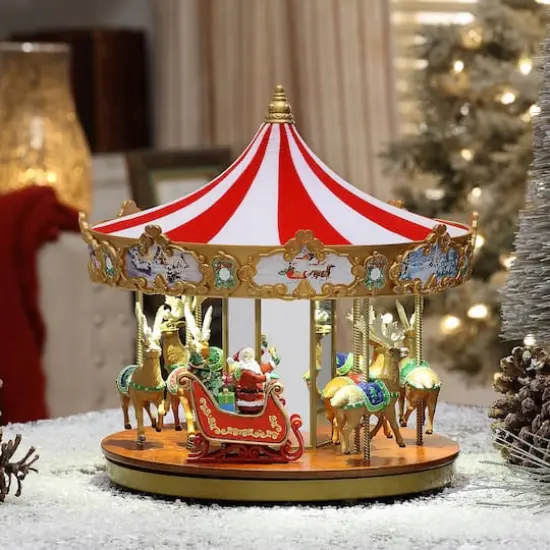 12" Lighted Very Merry Carousel {3}