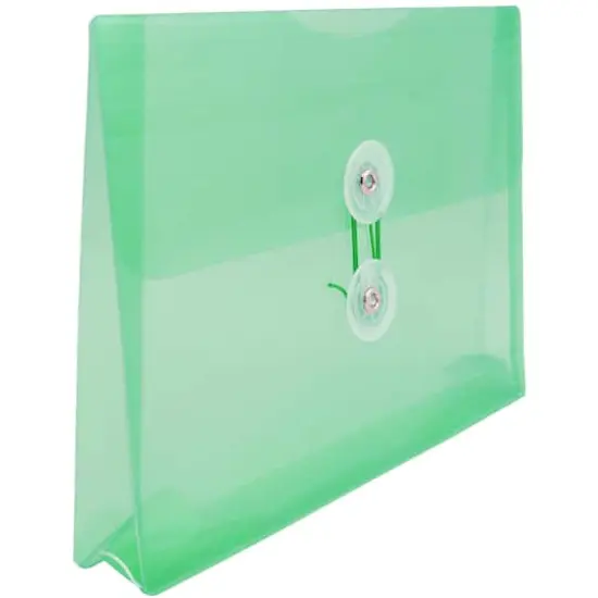 JAM Paper 5.5" x 7.5" Button & String Tie Closure Plastic Envelopes, 12ct. Green {5}
