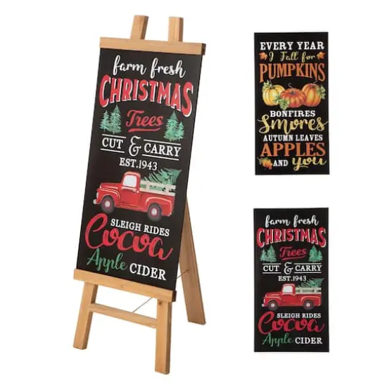 Glitzhome&reg; 32" Double-Sided Wooden Easel Accent with Changeable Board {1}