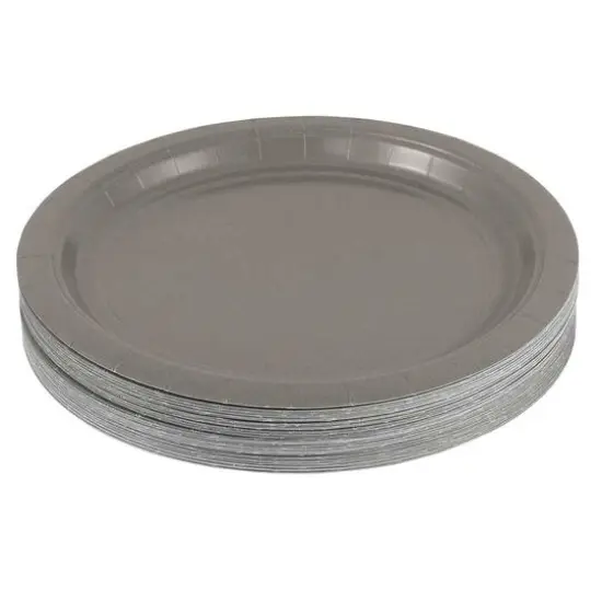 JAM Paper 9" Paper Party Plates, 50ct. Silver {3}