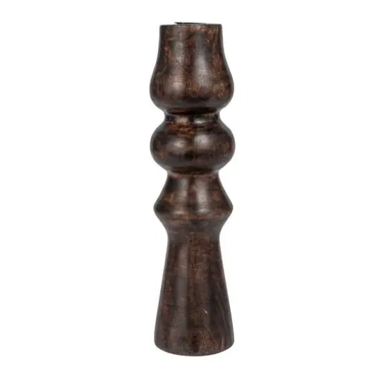 Hello Honey® 14" Decorative Espresso Finish Wood Hand-Carved Taper Candle Holder {7}