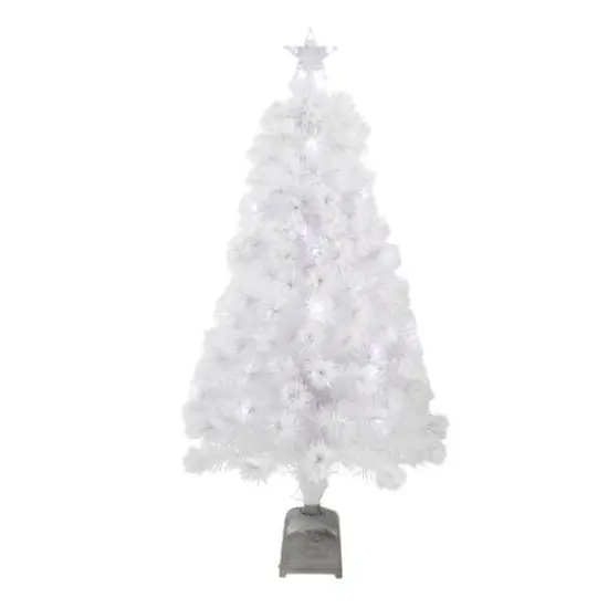 4ft. Pre-Lit LED Color Changing Fiber Optic White Artificial Christmas Tree {1}
