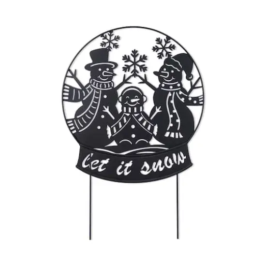 Glitzhome&reg; 30" Christmas Metal Silhouette Snowman Family Yard Stake or Wall Decor {1}