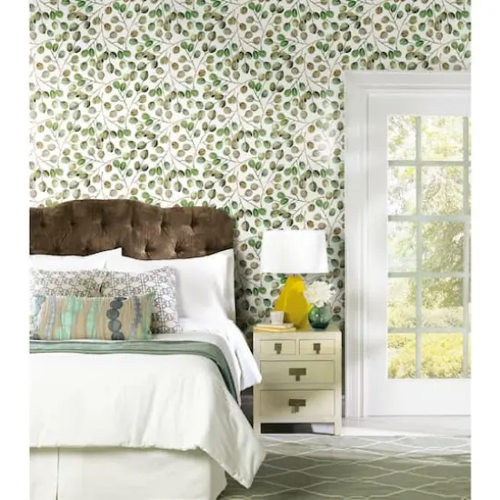 RoomMates Cat Coquillette Eucalyptus Peel & Stick Wallpaper Green and White {7}