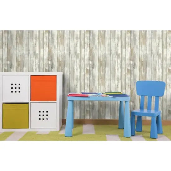 RoomMates Distressed Wood Tan Peel & Stick Wallpaper {3}