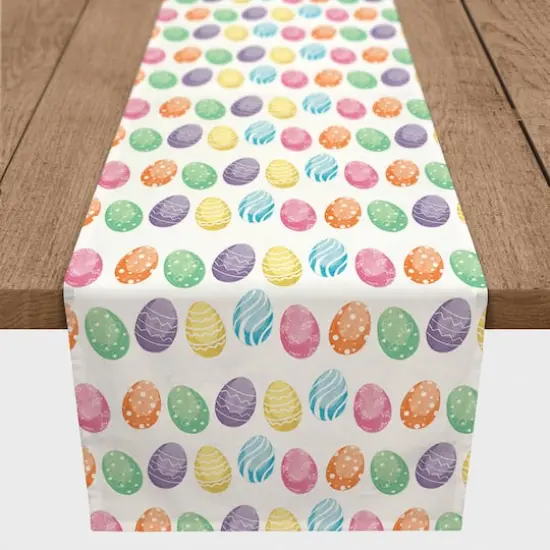Watercolor Eggs 16" x 90" Poly Twill Table Runner {1}