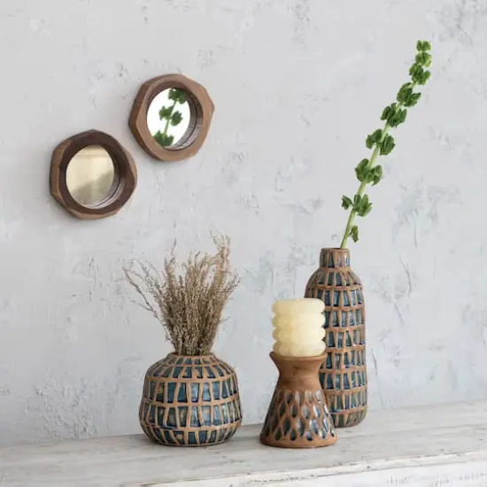 Hello Honey&reg; 7" Round Acadia Wood Framed Organic Shaped Mirrors, 2ct. {3}