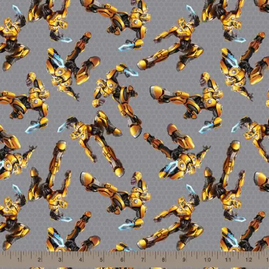 Hasbro Transformers Gray Bumblebee Toss Cotton Fabric {3}