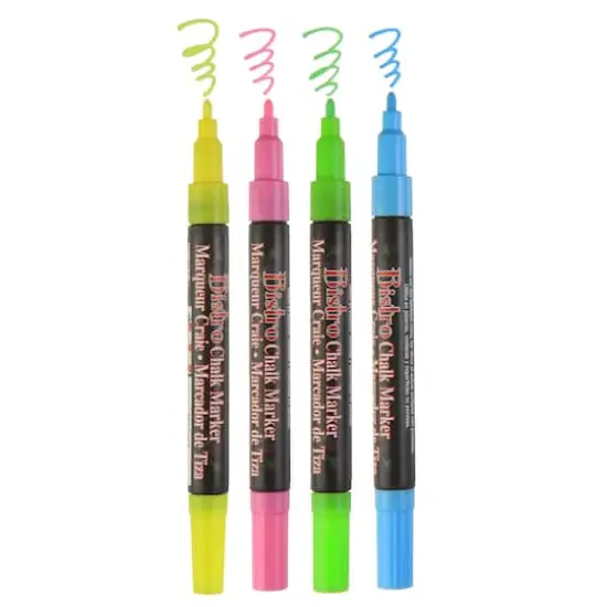 Marvy&reg; Uchida Bistro Fine Tip Fluorescent 4 Color Chalk Marker Set {4}