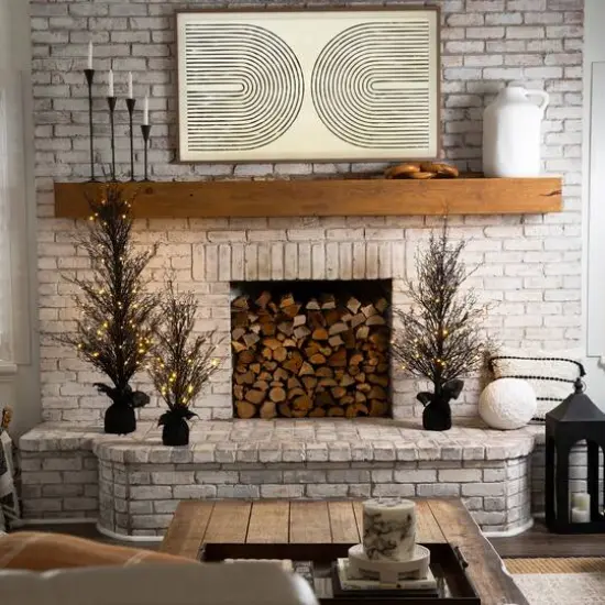 5ft. Pre-Lit LED Halloween Black Twig Artificial Fall Tree in Burlap Planter {11}