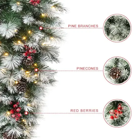 Glitzhome&reg; 3ft. Pre-Lit Pinecones & Berries Artificial Christmas Teardrop Swag {9}