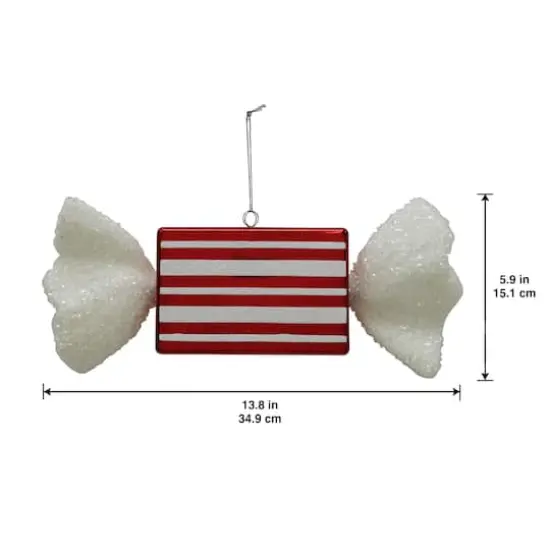 13.25" Red & White Glitter Jumbo Peppermint Stripes Candy Ornament by Ashland® {3}