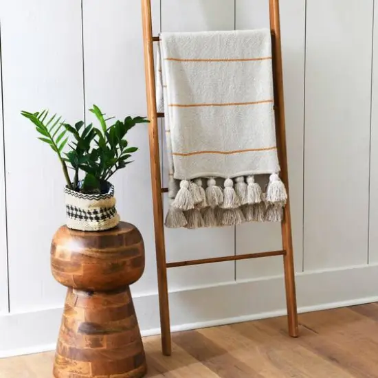 Hello Honey® Striped Cotton Throw Blanket with Tassels Cream {4}
