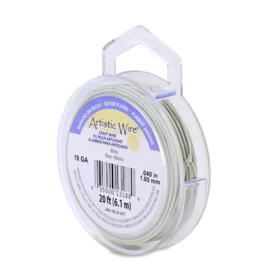 Artistic Wire&reg; 18 Gauge Silver Plated Tarnish Resistant Colored Copper Craft Wire, 20ft. White {1}