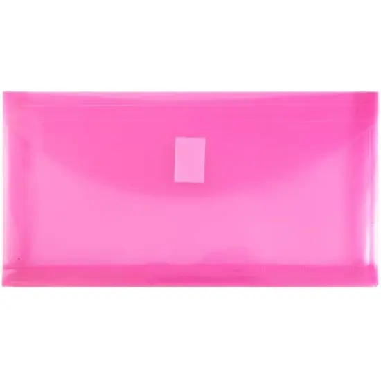 JAM Paper Fuchsia Pink Clear Pencil Pouches with Hook & Loop Closure, 12ct. {1}