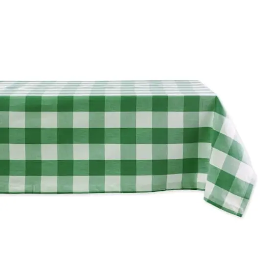 DII&reg; 84" Buffalo Check Tablecloth Shamrock Green and White {1}