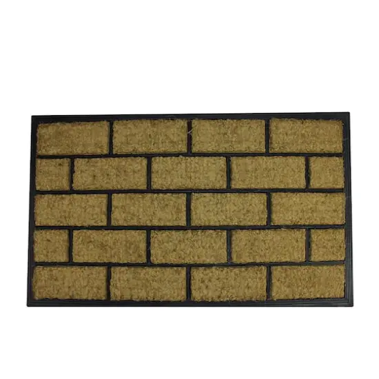 Brick Wall Design Black Rubber & Coir Outdoor Rectangular Door Mat, 29.5" x 18" {1}