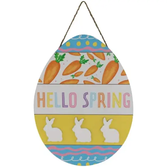 Hello Spring Colorful Easter Egg Wooden Wall Sign {1}