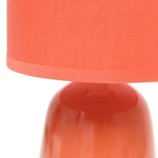 Simple Designs 10" Thimble Base Ceramic Table Lamp Orange {6}