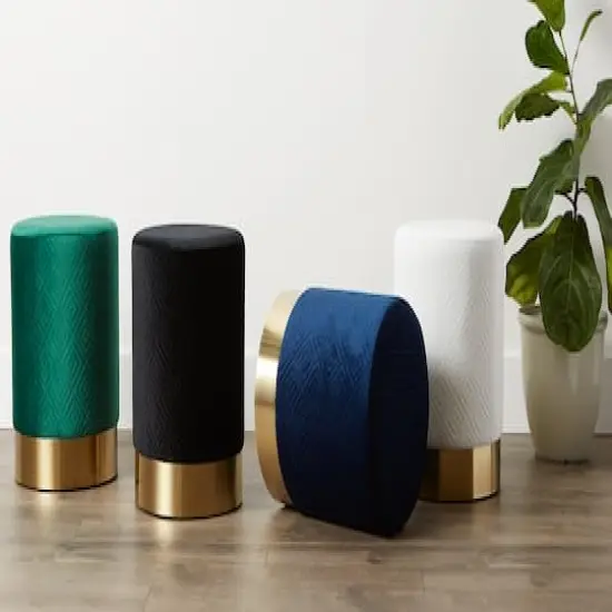 16.5" White Velvet Stool {3}