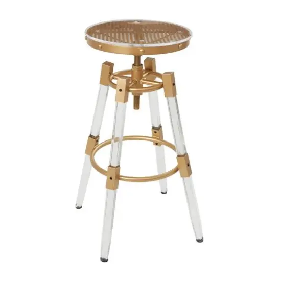 27" Gold Acrylic Bar Stool with Clear Acrylic Accents {8}