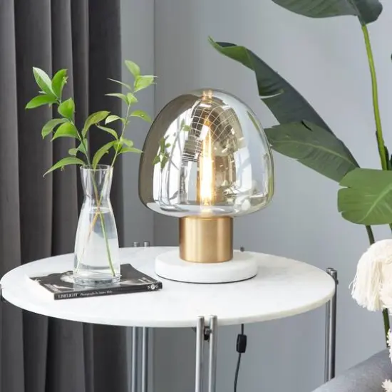 14" Gold Metal Modern Table Lamp {9}