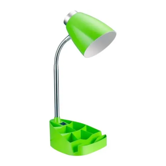 LimeLights 18.5" Gooseneck Organizer Desk Lamp with Tablet Stand Green {8}