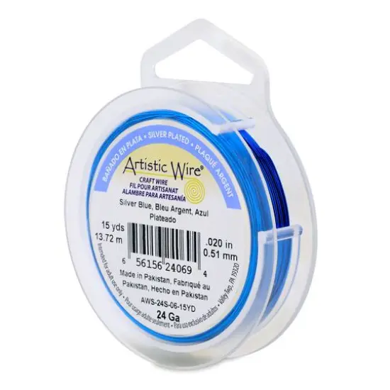 Artistic Wire&reg; 24 Gauge Silver Plated Tarnish Resistant Colored Copper Craft Wire, 15yd. Silver Blue {1}