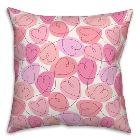 Pink Interconnected Valentine's Day Heart Throw Pillow {1}