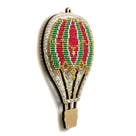 Wonderland Crafts Red & Green Hot Air Balloon Christmas Ornament Bead Embroidery Kit {5}