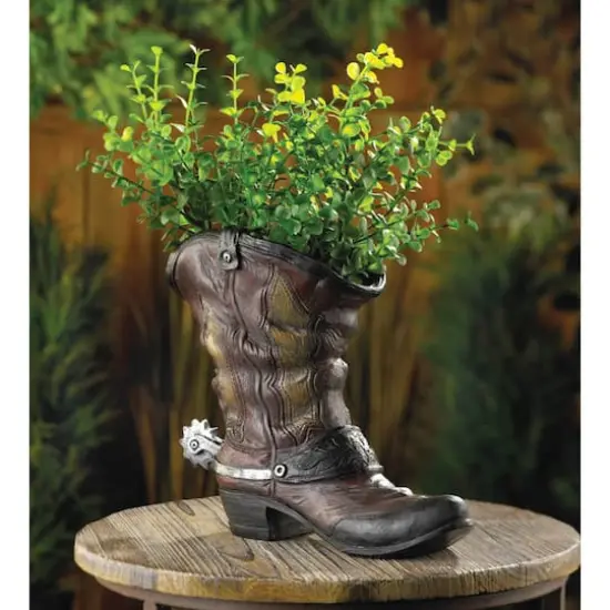 9'' Spurred Cowboy Boot Planter {3}