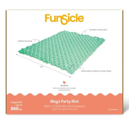 Funsicle 8ft. Fresh Mint Mega Party Mat Inflatable Water Float {6}